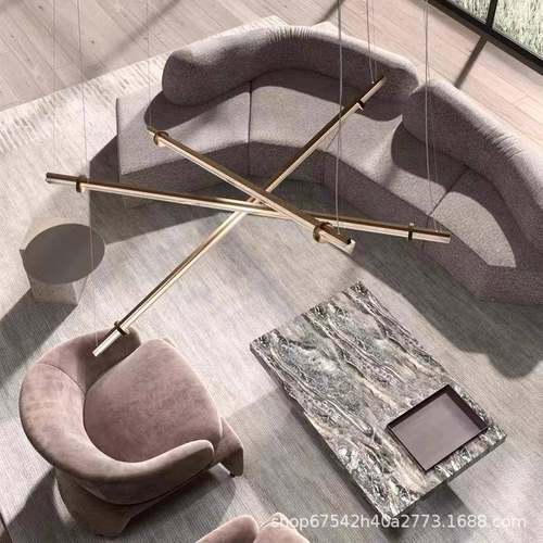 226新款式简餐厅一字长条意吊灯轻奢现代设计师吧台全铜水艺晶极