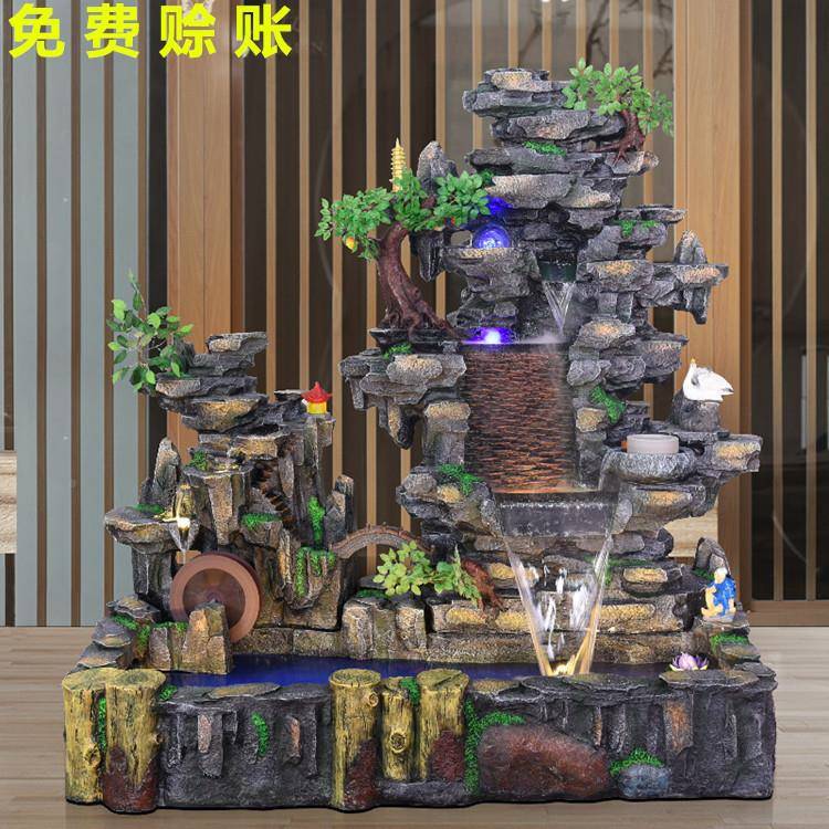 2798泉方圆现货大型假山流水件脂喷泉摆水车落摆饰地室内树鱼池缸