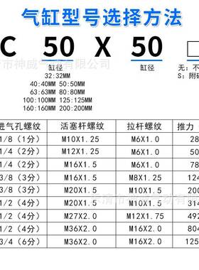 神威气动Snway标准气缸小型大推力SC32X40X50X63X80X100X125X160J