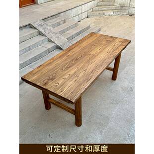 用老榆木桌子复原木茶桌书桌餐桌古长桌家阳台吧电台桌脑桌RRF大