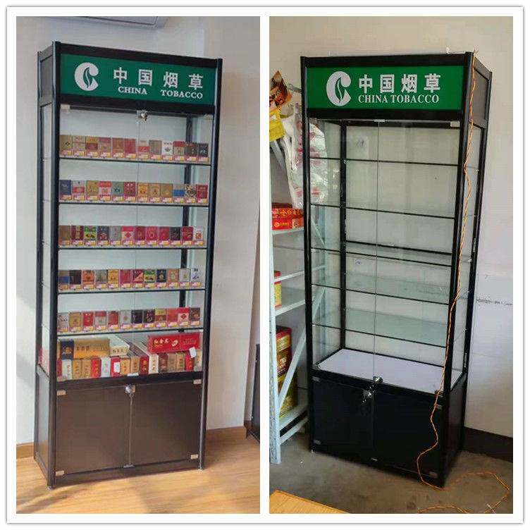 超市便利店钢化玻璃透明立体烟柜展示柜烟酒展柜陈列柜展柜架推拉