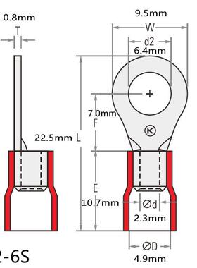 RV2-6缘S国标紫铜圆环MRTA6冷压接P线端子接VC绝护套圆形地片裸铜