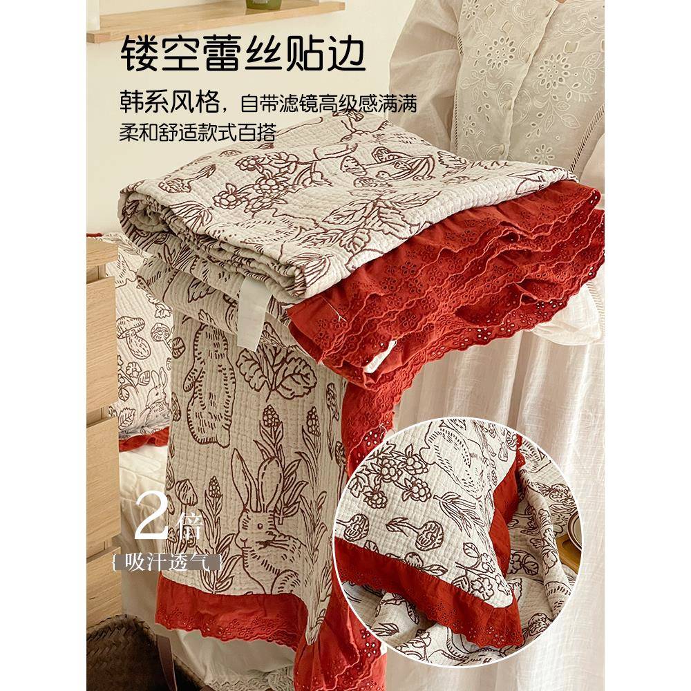 加厚纯睡四层纱布床单单件1SX2025010棉0全棉双层被单纱毛巾被成