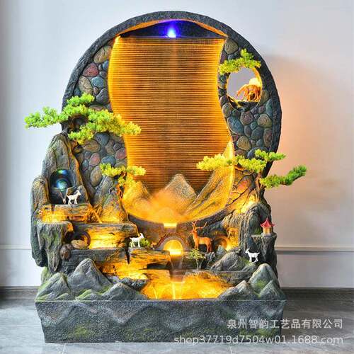大型假山喷泉ZQT流水摆件客厅办落公室茶室别院地风庭水招墅财水