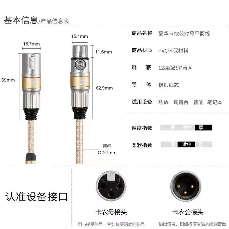 戈利话狮卡农公对发烧卡公侬音频线卡农对平衡母线电容麦克风筒线
