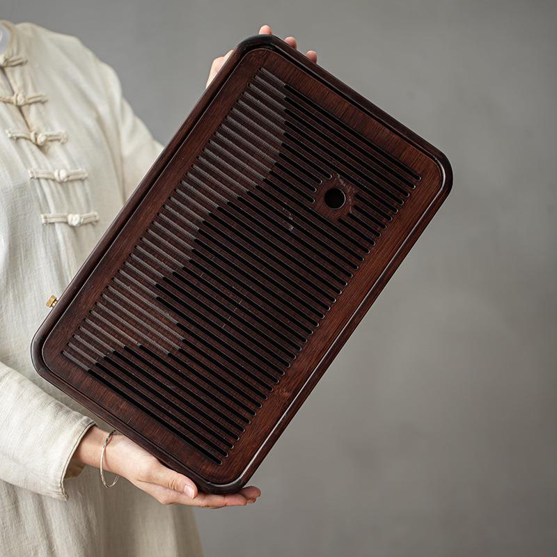 竹茶盘多功能简约长方茶具茶茶盒家制用小茶储台JZ01简约盘物蓄水