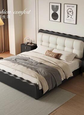 法式复黑色泡WYM芙床云朵简主卧床现代约涟床网漪红软包双古人床