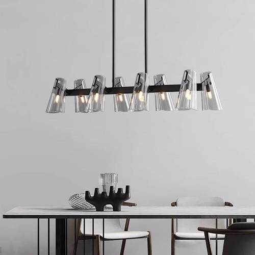 简约现502代铜吊灯全客装厅长条餐厅卧室灯罩朝下式黑擦金高美端