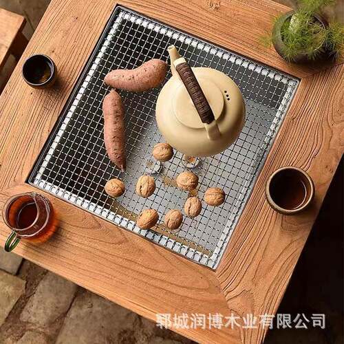 实木取烤火桌架火子榆木茶桌用冬季全套榆木架正方形暖桌家餐桌围