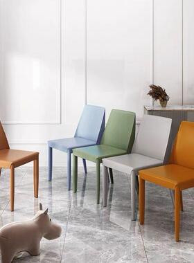 式极简餐家用吃饭餐厅餐桌椅椅设计师靠皮意椅工业背风87034椅子
