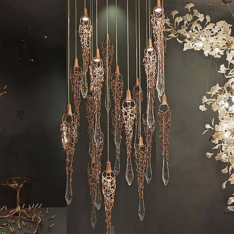 墅复大式楼梯吊灯工程灯酒店商场堂装灯具711全铜枝形创意别饰吊,家装灯饰光源,智能吊灯,淘宝优惠券,粉丝福利购,淘宝优惠卷