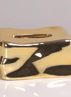 现极简轻装奢多色树脂冰块镜面纸巾MGO代摆盒化妆镜桌面装饰几何