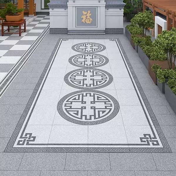 地铺石地砖防滑别墅花园无限拼花室外仿古石英砖抗冻新中式地板砖