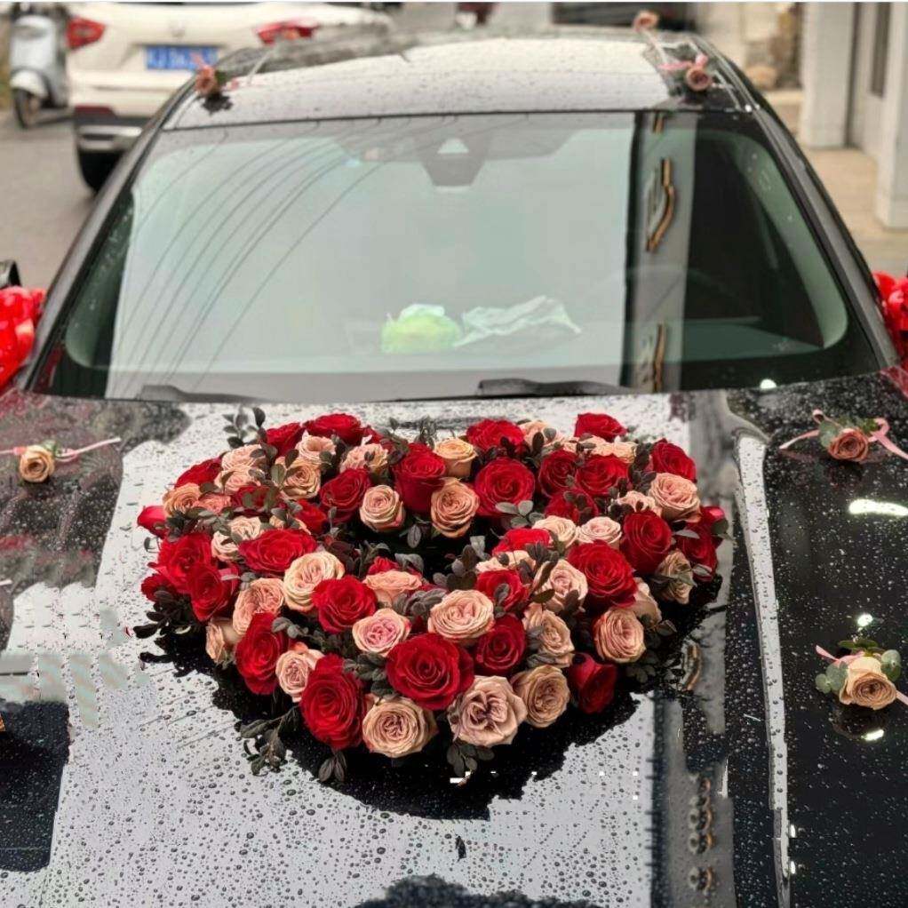 式F98MJT96主婚车饰车头花装车队大v型卡布奇诺迎气亲大新娘婚礼