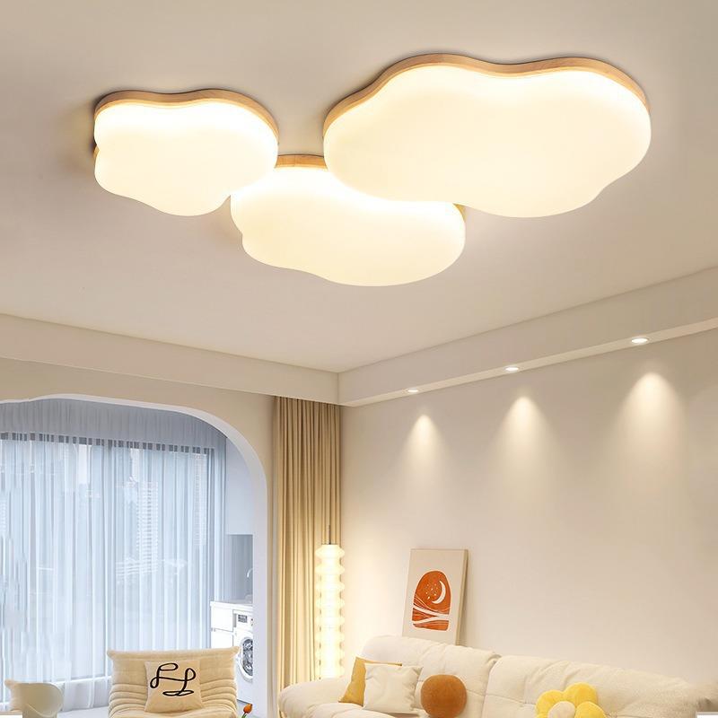 客厅69灯原木奶吸风云朵顶灯木儿童全光谱油护眼日式实卧室房间灯