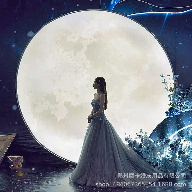 婚庆舞台发光月亮灯箱背景摆件