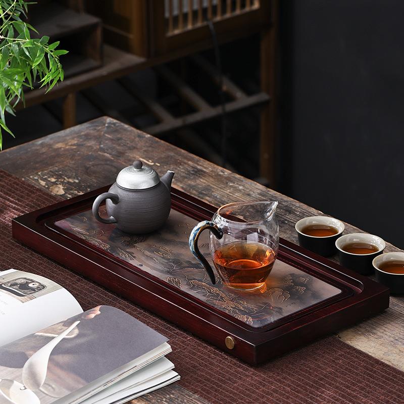 用变热色茶盘竹制小茶台茶具托盘中式家茶海储水遇排水两用tssc00
