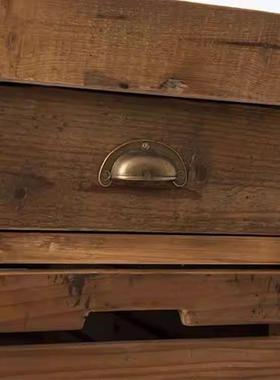 美41586式乡厨房中岛复台操餐桌一体古全实木岩板面餐边柜客厅作