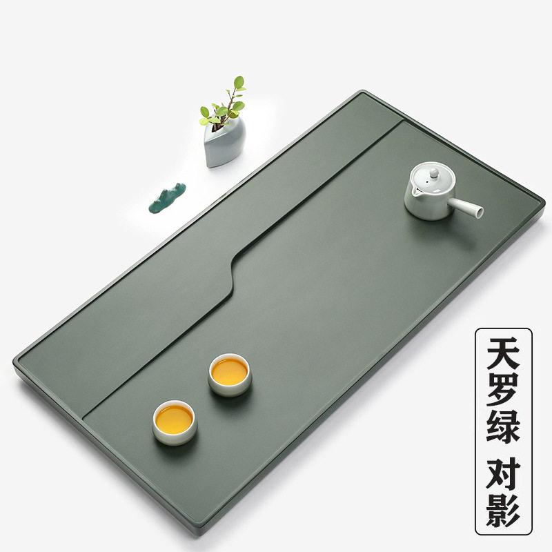 天罗绿天然石茶盘整块高端中式原石现代简约轻奢家用茶具茶海套装