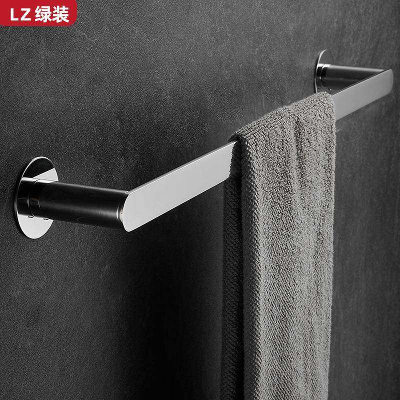 轻奢免打孔卫生间毛巾杆加长单杆304不锈钢毛巾挂架浴巾架浴室