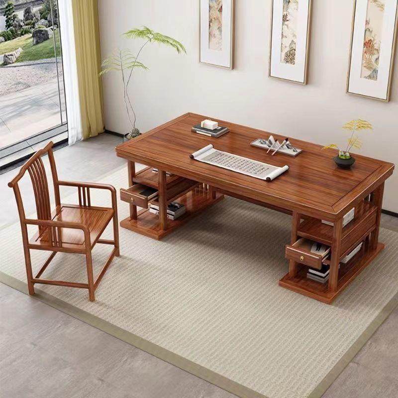 新中式实木书桌椅组合办公桌书房书法书画桌子画案房间家用写字台