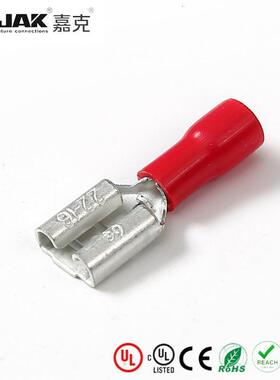 FDD1.25-250插拔式母预绝缘端子6.3插簧铜线耳250冷压连接器KST