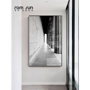 黑白工业风玄关装饰画现代轻奢客厅沙发背影挂画北欧餐厅壁画