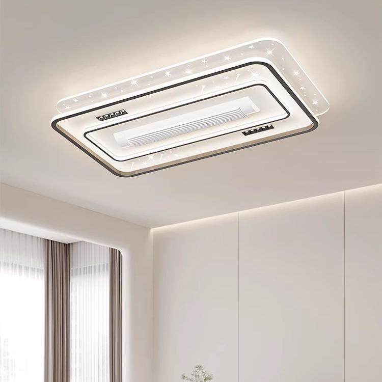 客厅风扇灯2024年新款主卧室饭厅家用一体超薄摇头静音无叶吸顶灯