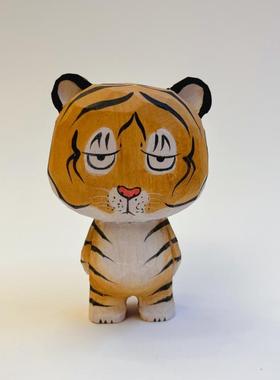 5YA1OHE2022虎年木雕系小老虎桌面摆件可爱手工吉祥发财装饰