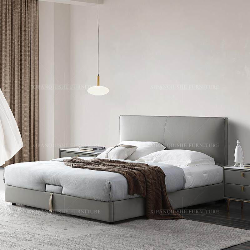 意式极简真皮床1.8米主卧双人床小户型北欧轻奢高档软床现代简约