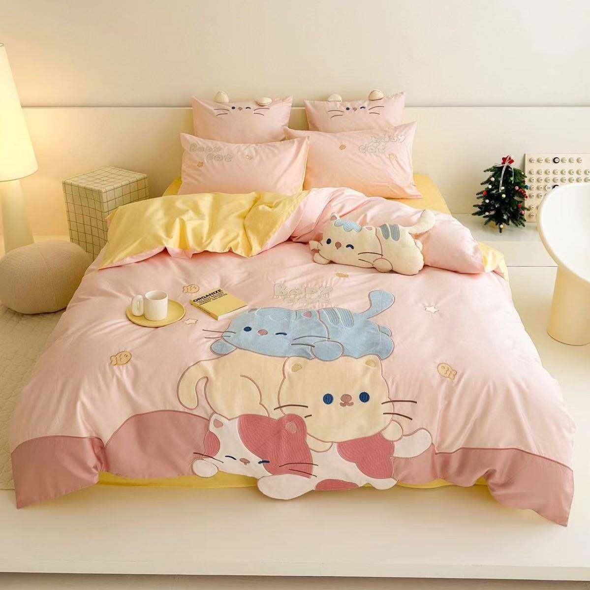 奶油风100S长绒棉床单四件套全棉儿童卡通刺绣被套纯棉床上用品,农机/农具/农膜,其它农用工具,淘宝优惠券,粉丝福利购,淘宝优惠卷