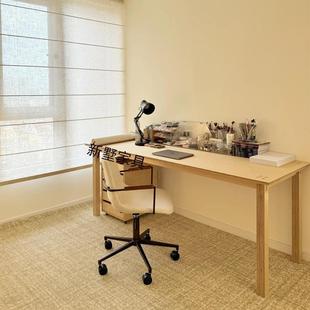 设计师全桦木海洋板书桌客厅办公桌书房工作电脑桌写字台带文件柜