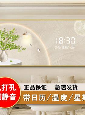 客厅背景挂钟装饰画钟表万年历LED电子挂画家居壁挂式北欧风