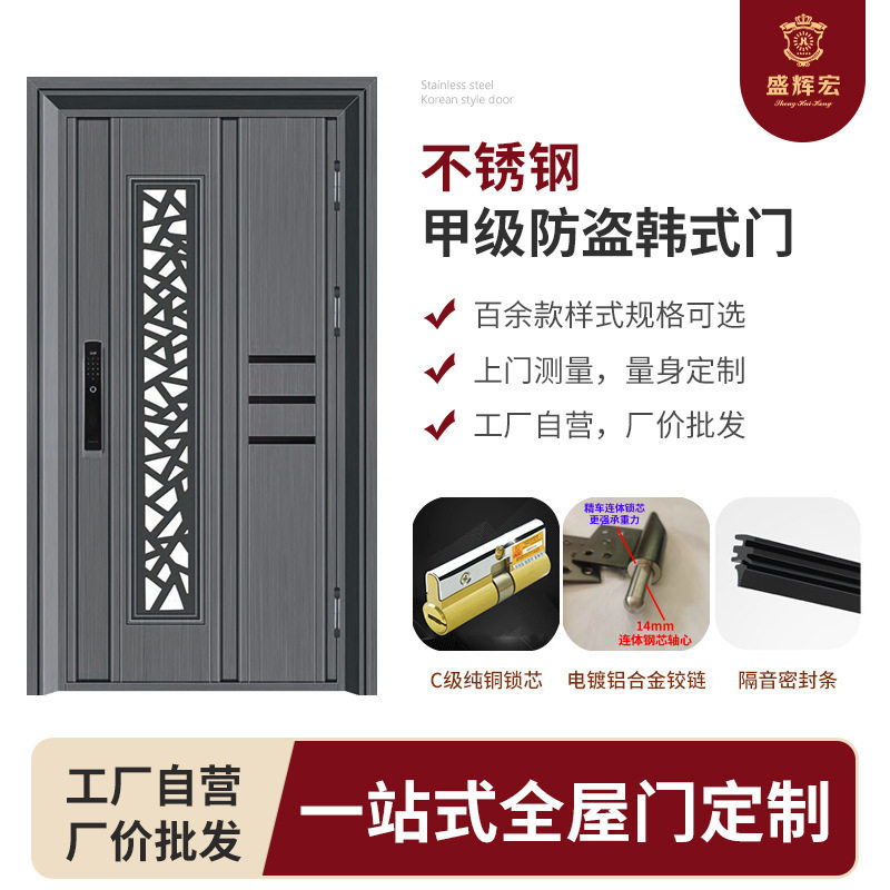 广东防盗门家用入户通风门 家用小区庭院进户门铝板精雕可推拉门