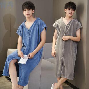 xKW浴巾洗澡专用男可穿可裹成人全身大号男款成人穿衣式浴裙长款