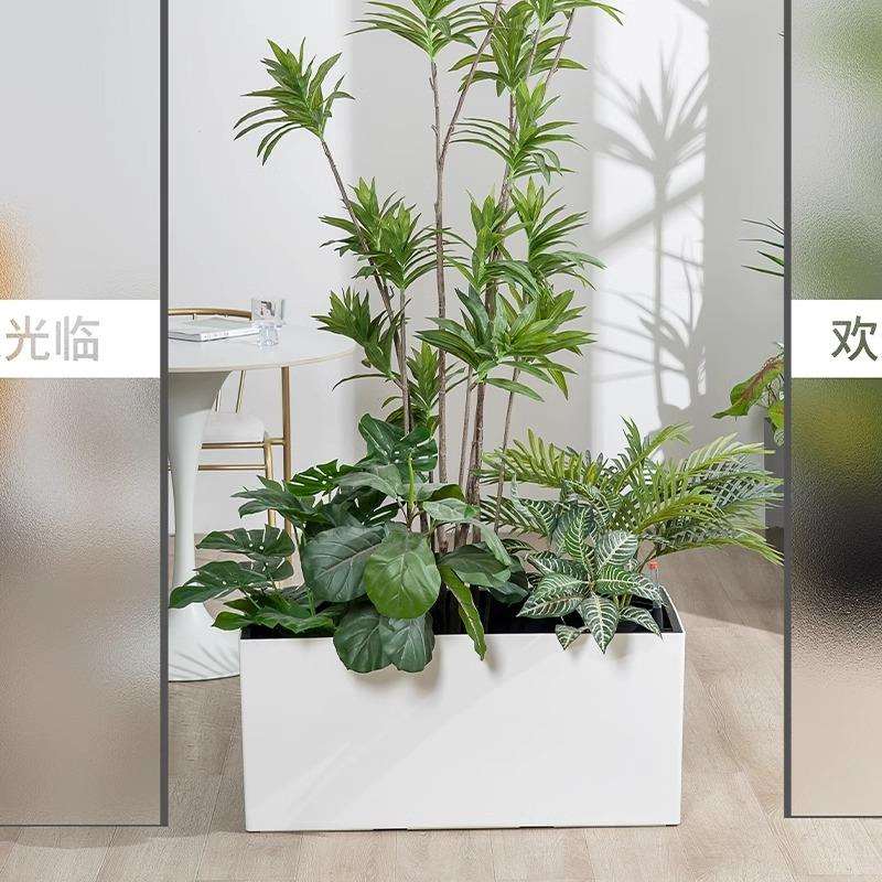 带轮可移动树脂懒人自吸水花盆北欧大号长方形花槽花箱隔断种植箱