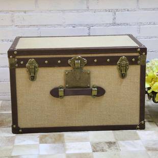 样板房收纳箱卧室床头柜箱子软装摆件展厅卖场装饰箱美式麻布箱子