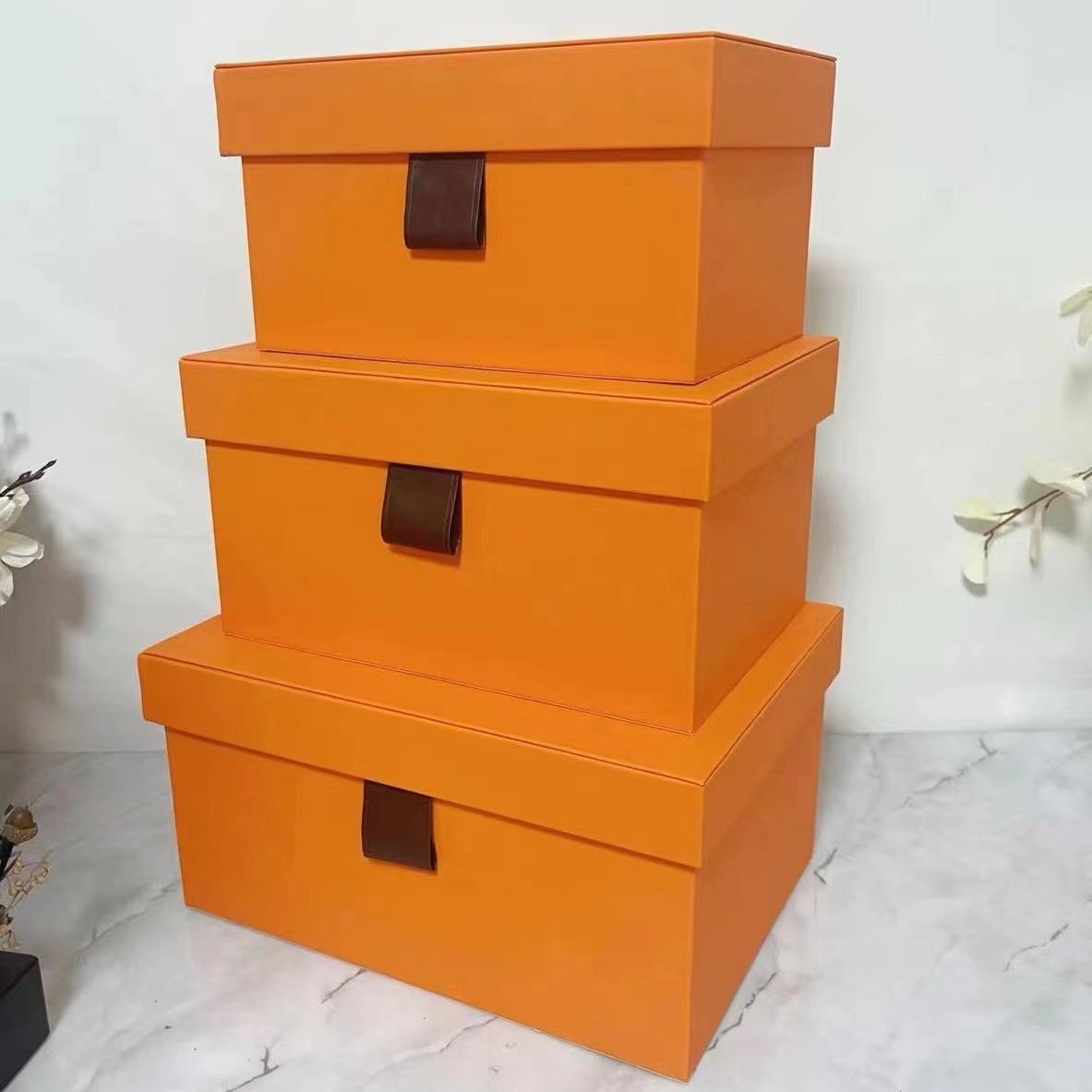 现代新中式收纳盒灰色皮质收纳箱衣帽间储物箱样板间展厅装饰箱子