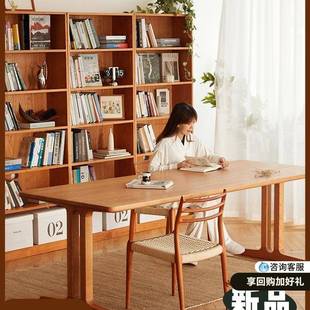 邮差来敲门客厅大长书桌子工作台实木大板桌去樱桃木餐桌双人餐桌