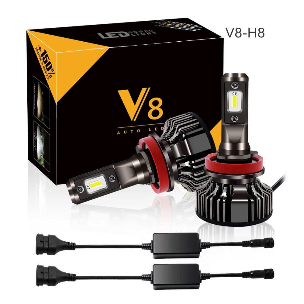 V8系列led汽车大灯H7灯泡H4远近光灯高亮解码canbus汽车前照灯