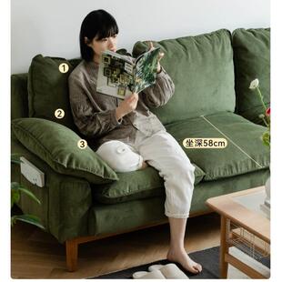 缱绻沙发北欧布艺沙发客厅小户型灯芯绒日式简约现代复古三人组合