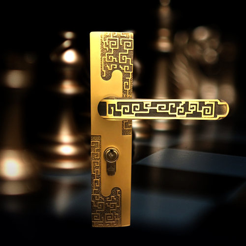 【弗尔尼】新中式家装纯铜静音门锁新款中式木门锁具室内执手锁