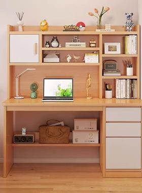 台式电脑桌简约易书架桌一体书柜组合书FNM简现代卧学习写室字桌