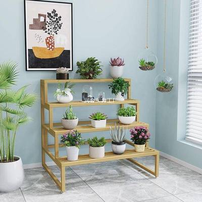 花架落地多层阶梯式阳台室栽内庭花院铁艺架盆多肉简85476约防水锈防架