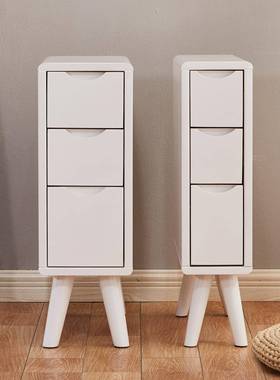 全实木白色窄床夹缝柜CAV迷你型床头超小柜15cm极窄20卧室边30小