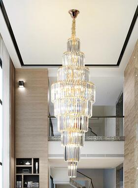 复式大别吊灯水晶大厅灯转楼楼梯吊OVZ灯后现代家用墅客厅中空旋