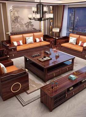 木沙发组中实AJK式转角妃冬夏两用大户型储合物布艺客厅贵家具