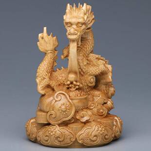 崖柏雕盘龙家居摆件实木精祥雕龙福木车载装ASD饰禄工艺品直播活