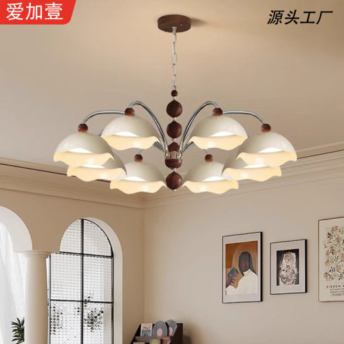 奶油中古风蛋壳吊灯客厅主灯2026年新款护眼法式风餐桌餐厅卧室灯