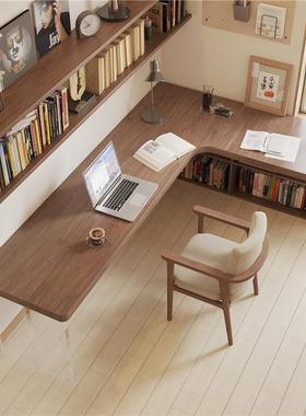 严选全实木角脑桌拐电角型书桌书架RGK书家用亚柜克力学习办公桌